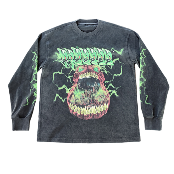 Streetwear Manufacturer For Sweatshirt | Custom Oversized Washed Heavyweight Vintage Graphic T Shirt | Boxy Graphics Printing Long Sleeve For Men