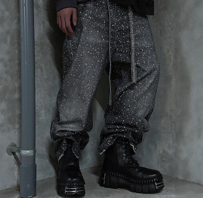Custom Plus Size Rhinestone Pants | Men's Y2k Streetwear Baggy Jeans Pant Manufacturer