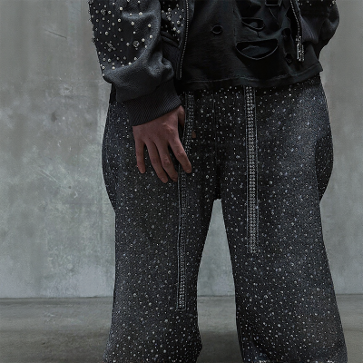 Custom Plus Size Rhinestone Pants | Men's Y2k Streetwear Baggy Jeans Pant Manufacturer