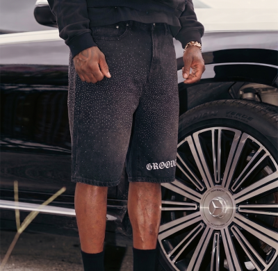 Custom Vintage Shorts Streetwear Manufacturer | Premium Rhinestone & Wash Denim Shorts Manufacturer | Groovecolor