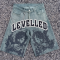 Custom Denim Shorts Manufacturer | Premium Streetwear Rhinestone Shorts with Applique & Chain Detailing | Groovecolor