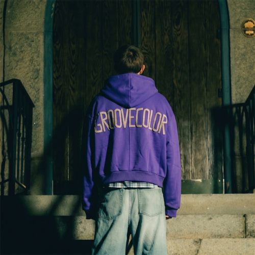 Custom Men's Patchwork Zip Up Hoodie Manufacturer | Layered Plaid & Satin Lined Streetwear Hoodies with Applique | Groovecolor