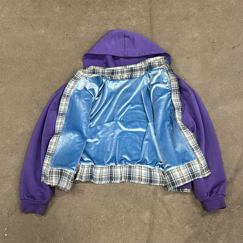Premium purple fleece outerwear with reinforced metal zipper hardware and custom stitching by Groovecolor.
