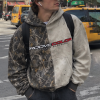 Custom Oversized CAMO Graffiti Patchwork Zip Up Hoodie for Streetwear Brands