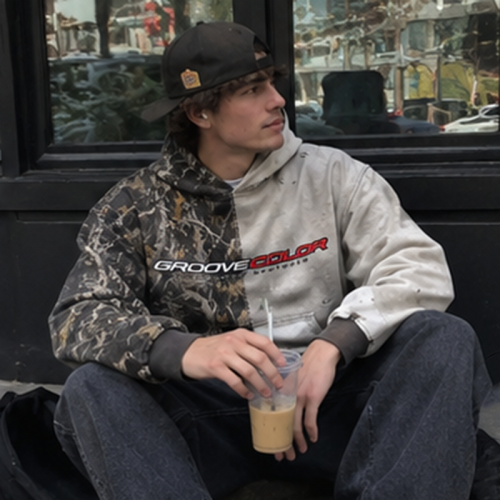 Custom Oversized CAMO Graffiti Patchwork Zip Up Hoodie for Streetwear Brands