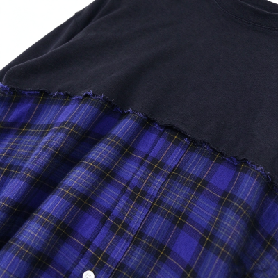 Custom Streetwear  Manufacturer | Custom Men's Oversized Patchwork Plaid Shirt | Customized Long Sleeve Tee For Men