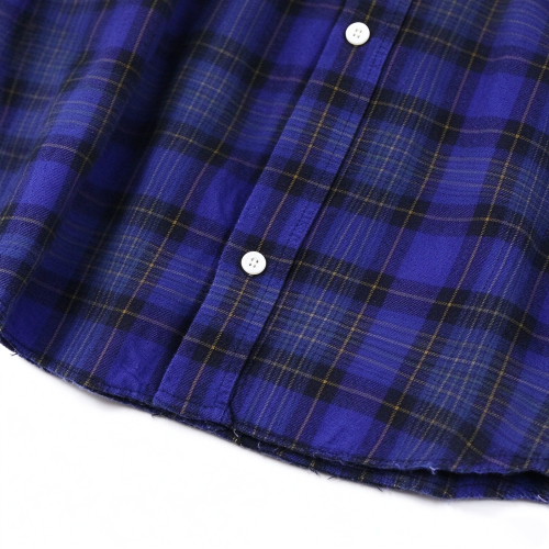 Custom Streetwear  Manufacturer | Custom Men's Oversized Patchwork Plaid Shirt | Customized Long Sleeve Tee For Men