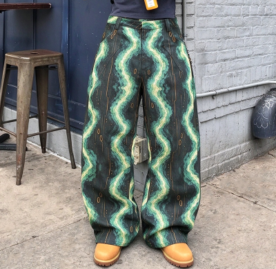 Custom Men's All Over Print Baggy Jeans | OEM Denim Pants Streetwear Hip Hop Trousers