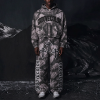 Custom Streetwear Tree Camo Print Cropped Hoodie Wide Leg Pants Set Manufacturer