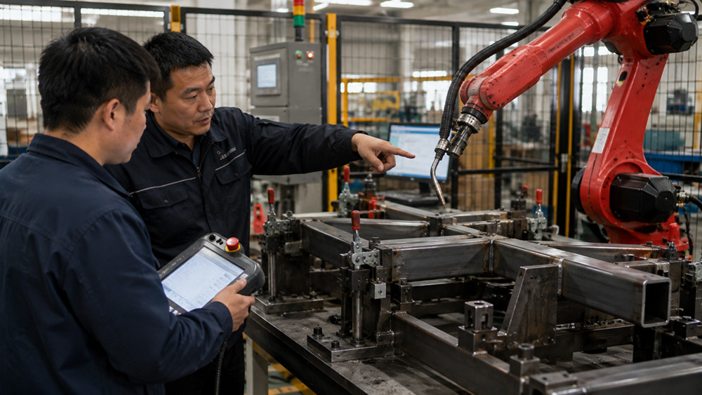 Technicians guide operators to perform daily operations and troubleshoot faults of the robot welding