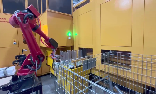 Automated loading and unloading for bottle preform blow molding
