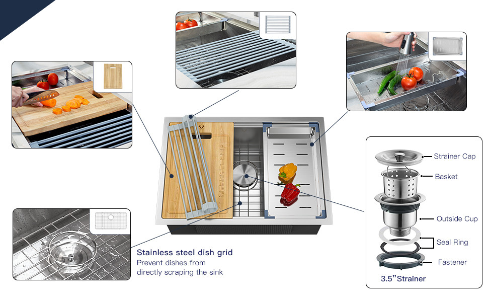 Single bowl kitchen sink details