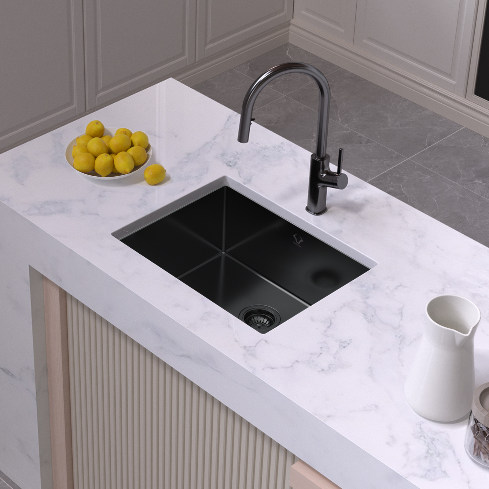 black stainless steel sink