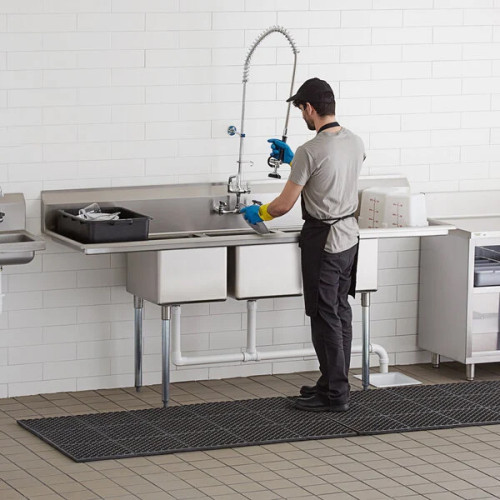 3-Compartment Free Standing Stainless Steel Commercial Kitchen Sink with Double Drain Boards