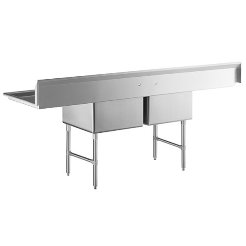 Stainless Steel Two Compartment Commercial Kitchen Sinks with Drainboards