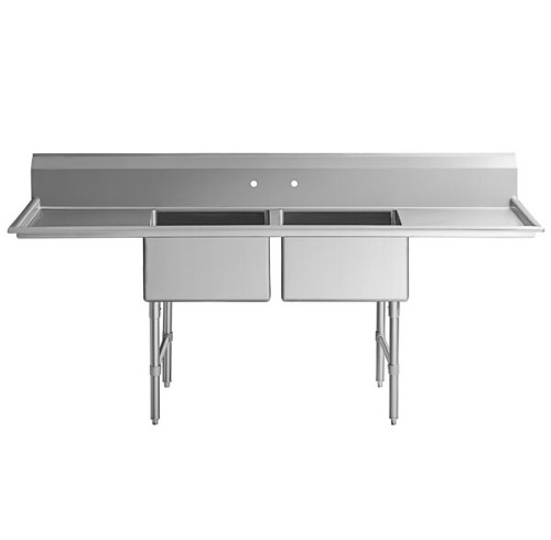Stainless Steel Two Compartment Commercial Kitchen Sinks with Drainboards