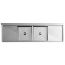 Stainless Steel Two Compartment Commercial Kitchen Sinks with Drainboards