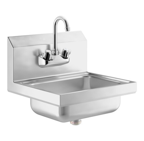 SS304 Commercial Hand Washing Sink | Wall-Mounted Basin with Drain for Commercial Kitchen Use