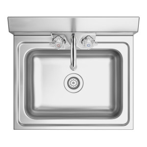 SS304 Commercial Hand Washing Sink | Wall-Mounted Basin with Drain for Commercial Kitchen Use