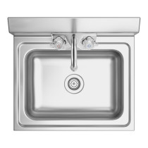 SS304 Commercial Hand Washing Sink | Wall-Mounted Basin with Drain for Commercial Kitchen Use