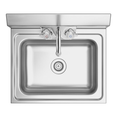 SS304 Commercial Hand Washing Sink | Wall-Mounted Basin with Drain for Commercial Kitchen Use