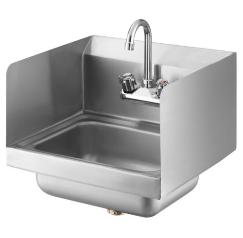 Wall Mounted Commercial Sink With Gooseneck Faucet and Side Splash
