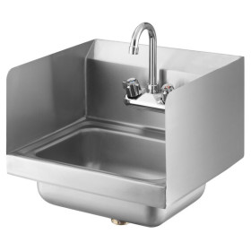 Wall Mounted Commercial Sink With Gooseneck Faucet and Side Splash