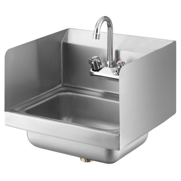 Wall Mounted Commercial Sink With Gooseneck Faucet and Side Splash