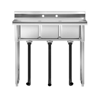 3-Compartment Free Standing Stainless Steel Commercial Kitchen Bar Sink