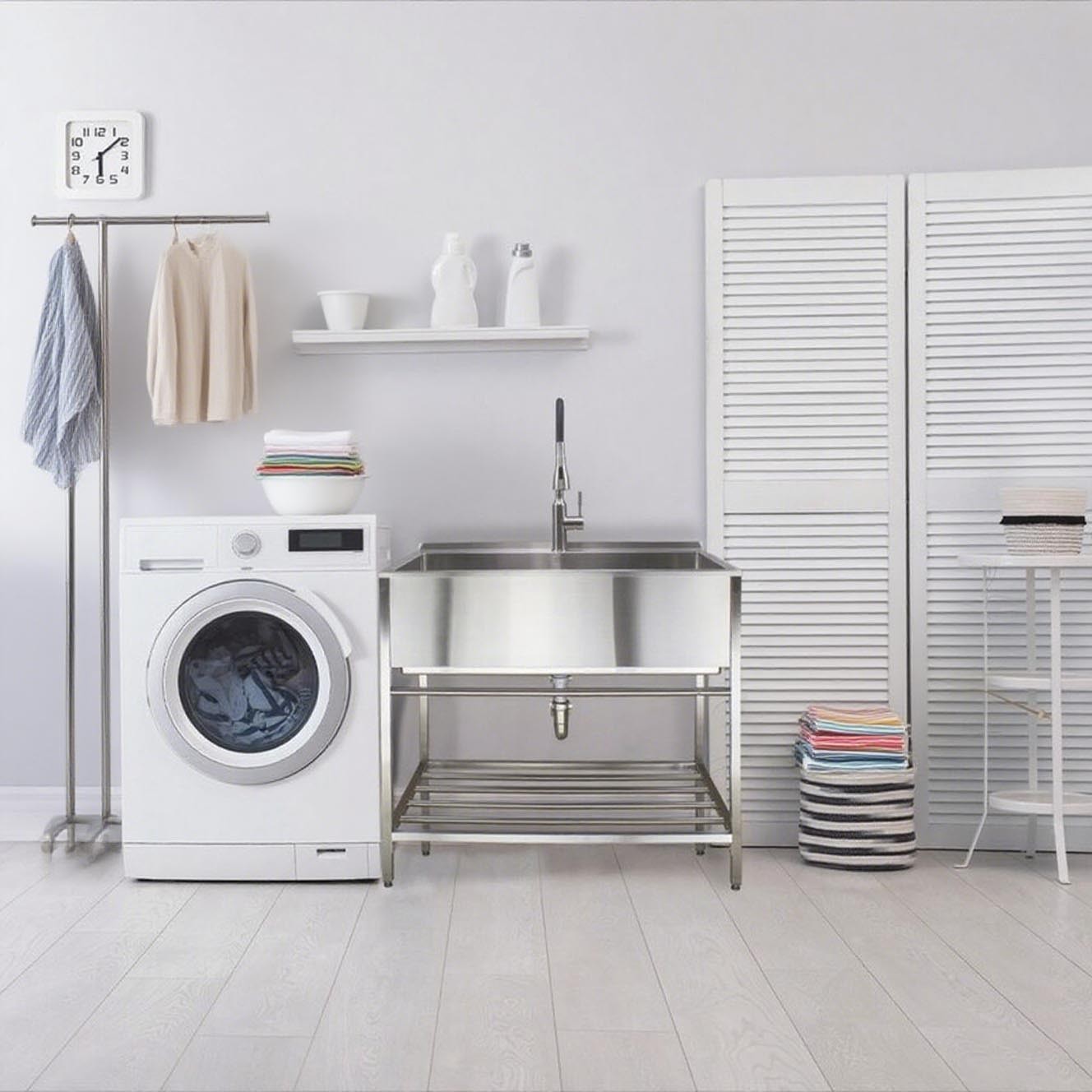 stainless steel laundry sink with legs
