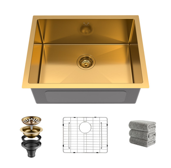 Single Bowl Sink Handmade Stainless Steel Durable and Scratch Resistant Kitchen Sink
