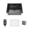Black Kitchen Sink | Durable Easy Clean/Top Mount Workstation Sink, Farmhouse Workstation Sink with Multiple Accessories (23"X18"X9")