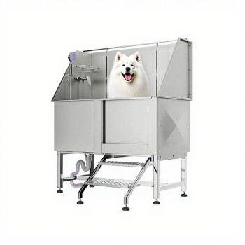SUS304 Stainless Steel Dog Grooming Tub Pet Wash Station with Door Ladder