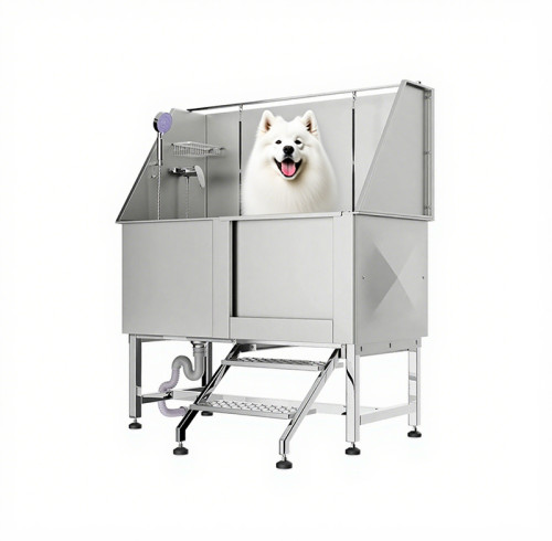 SUS304 Stainless Steel Dog Grooming Tub Pet Wash Station with Door Ladder