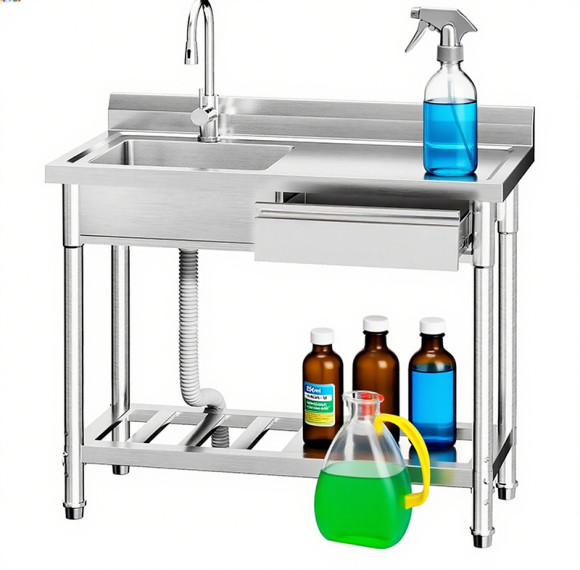 Garage Sink Stainless Steel Freestanding Single Bowl Utility Sink