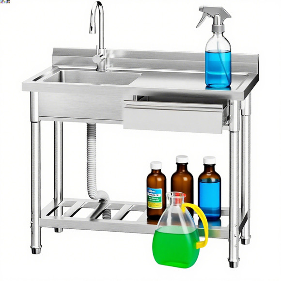 Garage Sink Stainless Steel Freestanding Single Bowl Utility Sink
