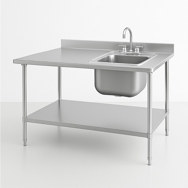 Stainless Steel Deluxe Work Table  Vegetable Prep Sink