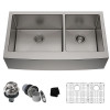 SUS304 Double Bowl Stainless Steel Farmhouse Kitchen Sink 16 Gauge