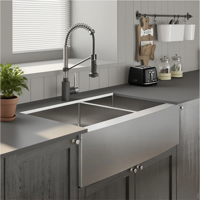 farmhouse stainless steel double sink