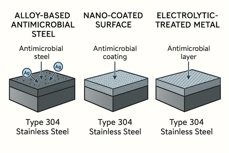 Side-by-side comparison of alloy-based, coating, and electrolytic antimicrobial technologies