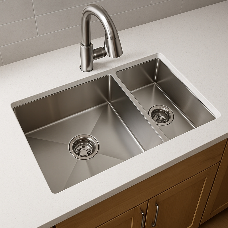 Asymmetrical Double Bowl Sink
