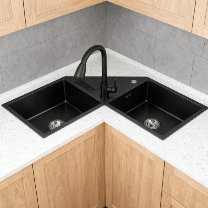 L-shaped Stainless Steel Corner Sink