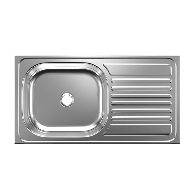 single basin kitchen sink with drainboard