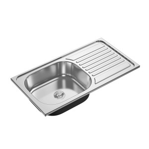 Stainless Steel Single Sink With Drainboard Round Single Bowl 304-Grade