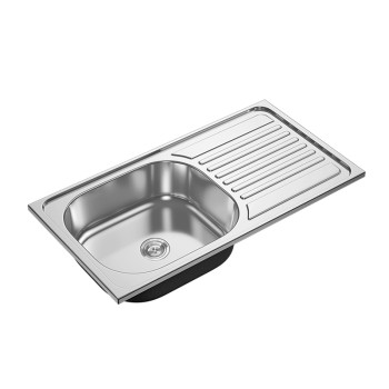 Stainless Steel Single Sink With Drainboard Round Single Bowl 304-Grade