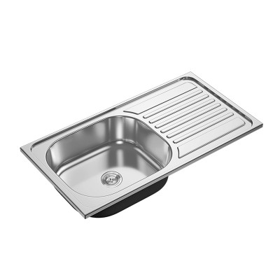 Stainless Steel Single Sink With Drainboard Round Single Bowl 304-Grade