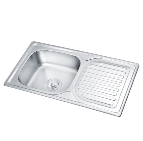 SUS 304 Stainless Steel Single Sink With Drainboard