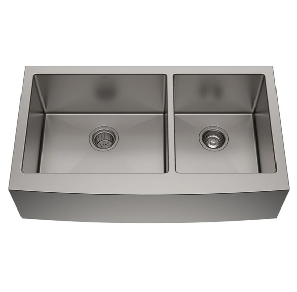 SUS304 Double Bowl Stainless Steel Farmhouse Kitchen Sink 16 Gauge