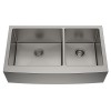 SUS304 Double Bowl Stainless Steel Farmhouse Kitchen Sink 16 Gauge