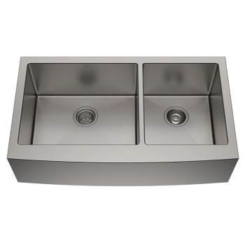 SUS304 Double Bowl Stainless Steel Farmhouse Kitchen Sink 16 Gauge